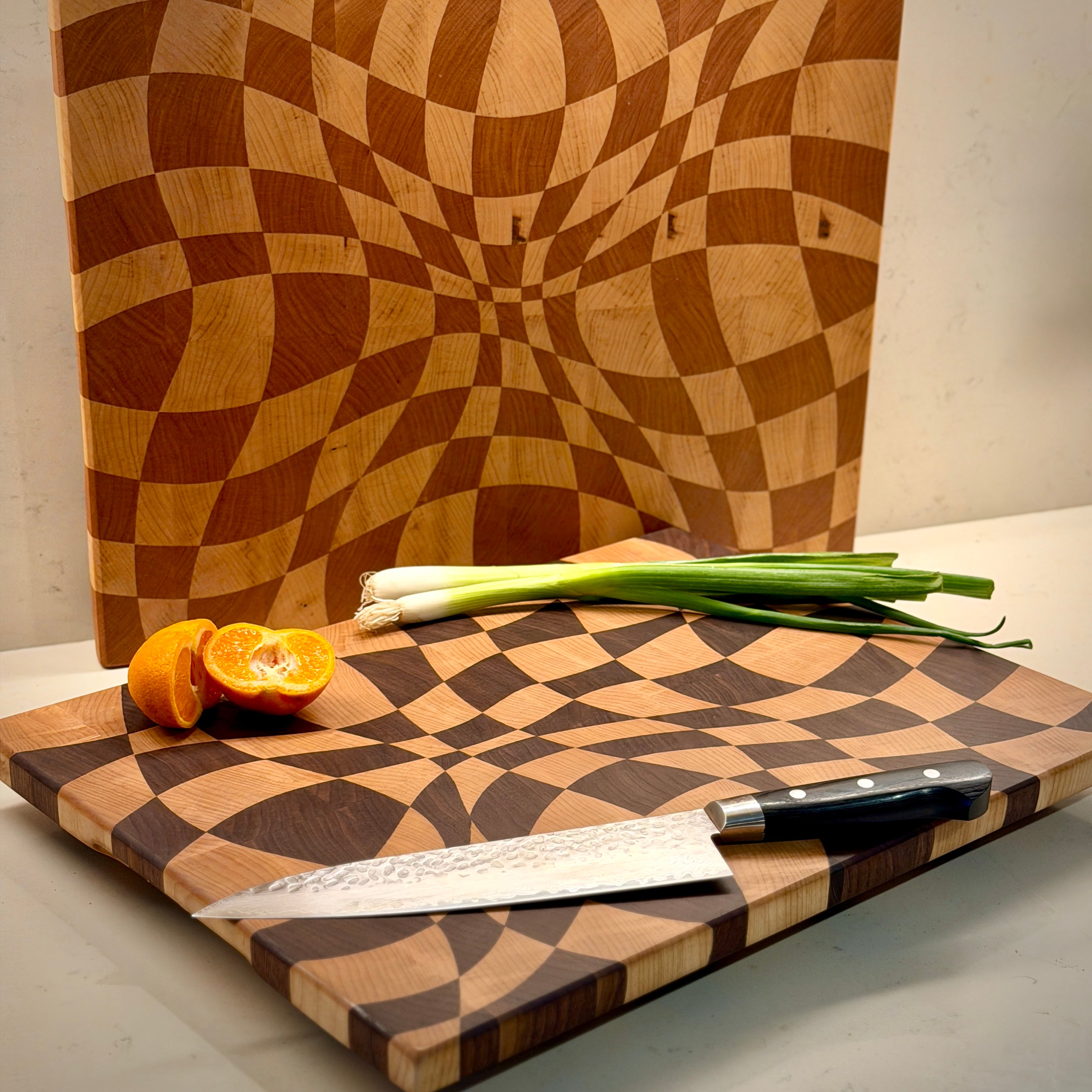 Wave Check - End Grain Cutting Board