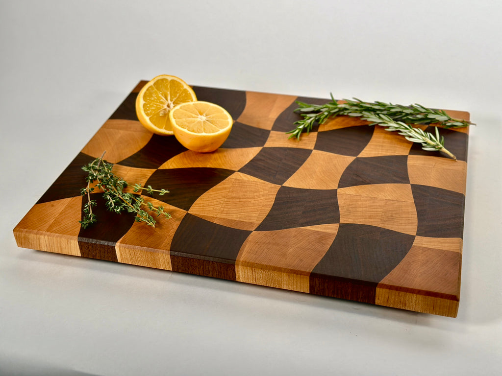 Wave Check - End Grain Cutting Board