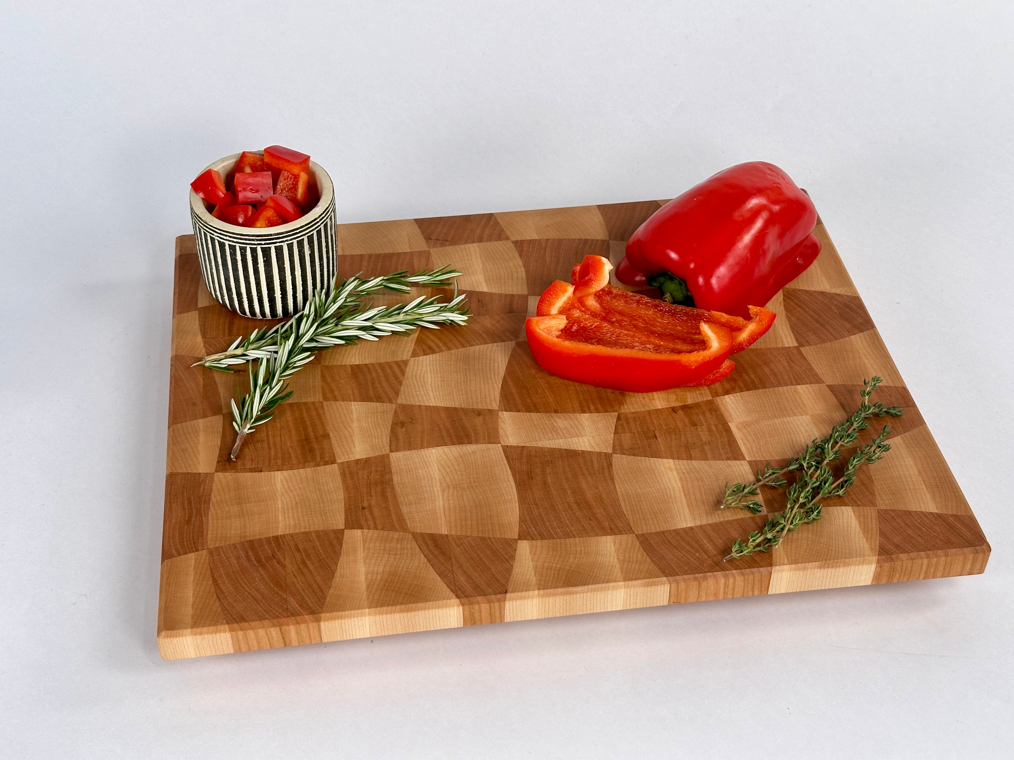 Wave Check - End Grain Cutting Board