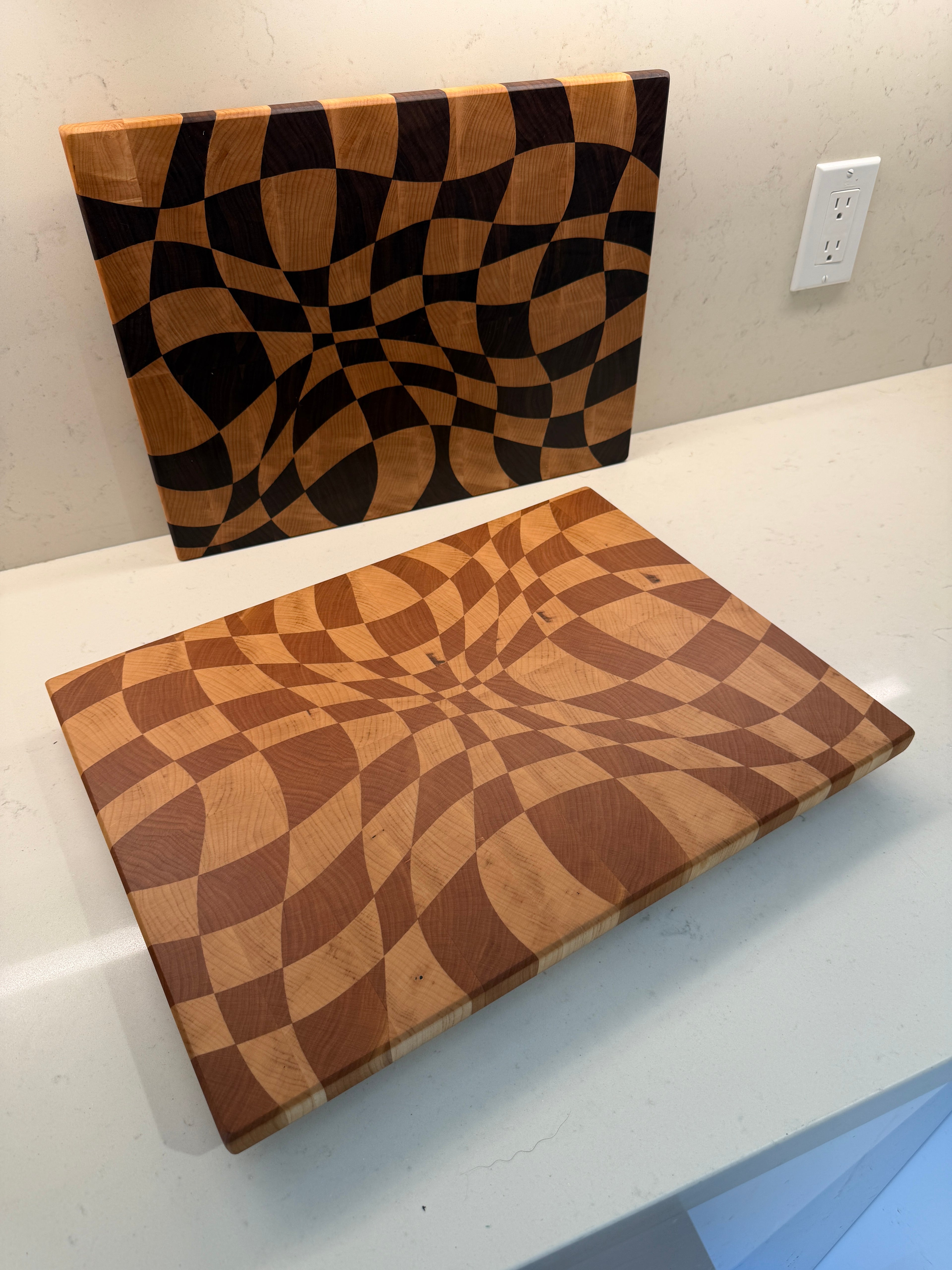 Wave Check - End Grain Cutting Board