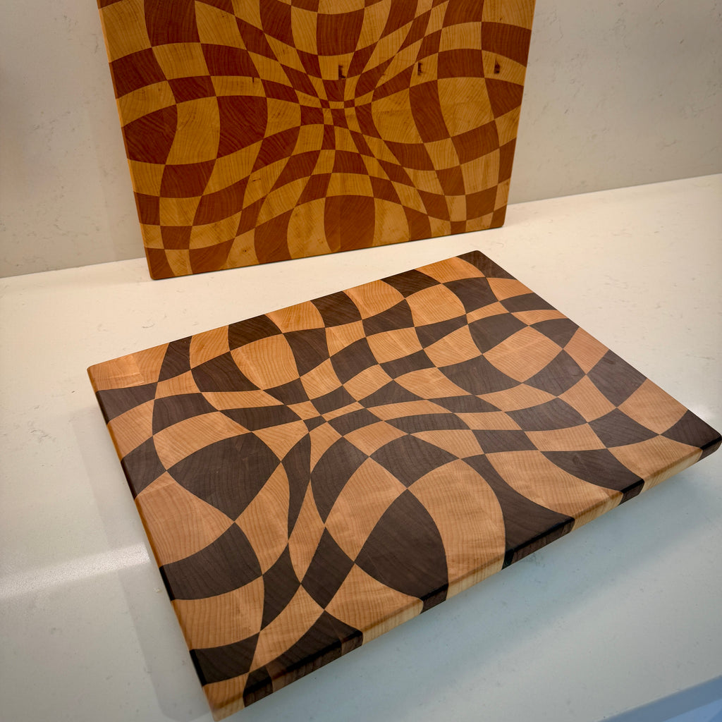 Wave Check - End Grain Cutting Board